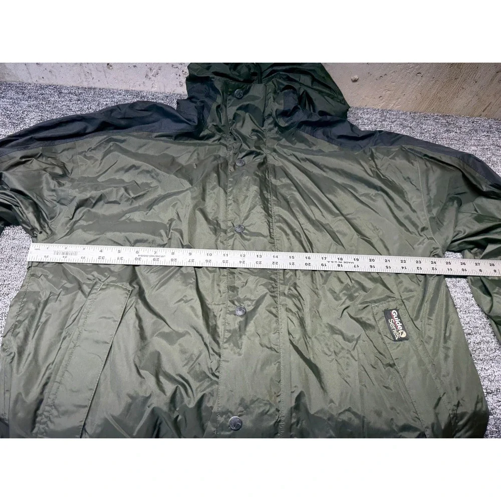 Guide Series Mens Waterproof Rain Jacket Olive Green Black Hooded Size L